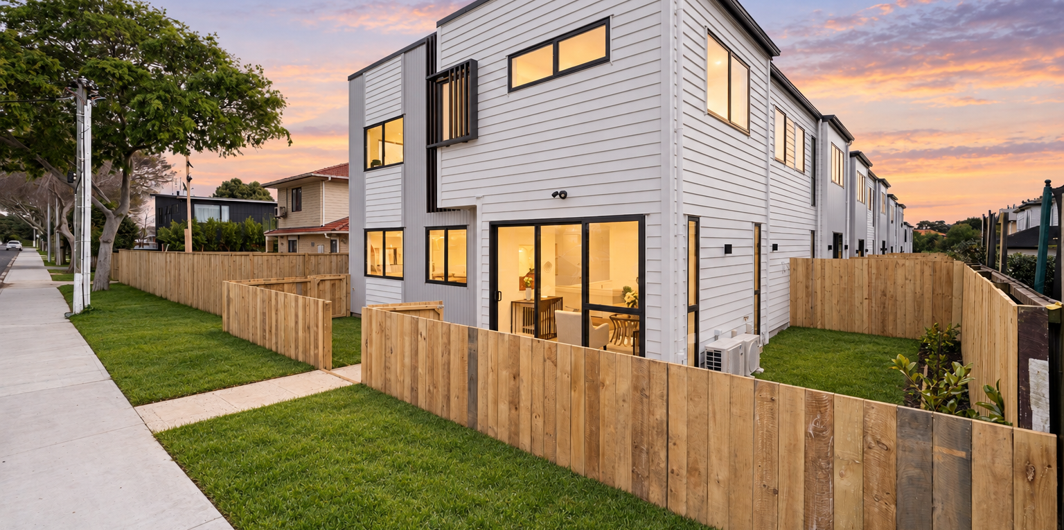 Street frontage of the completed townhouses at 166 Princes Street East