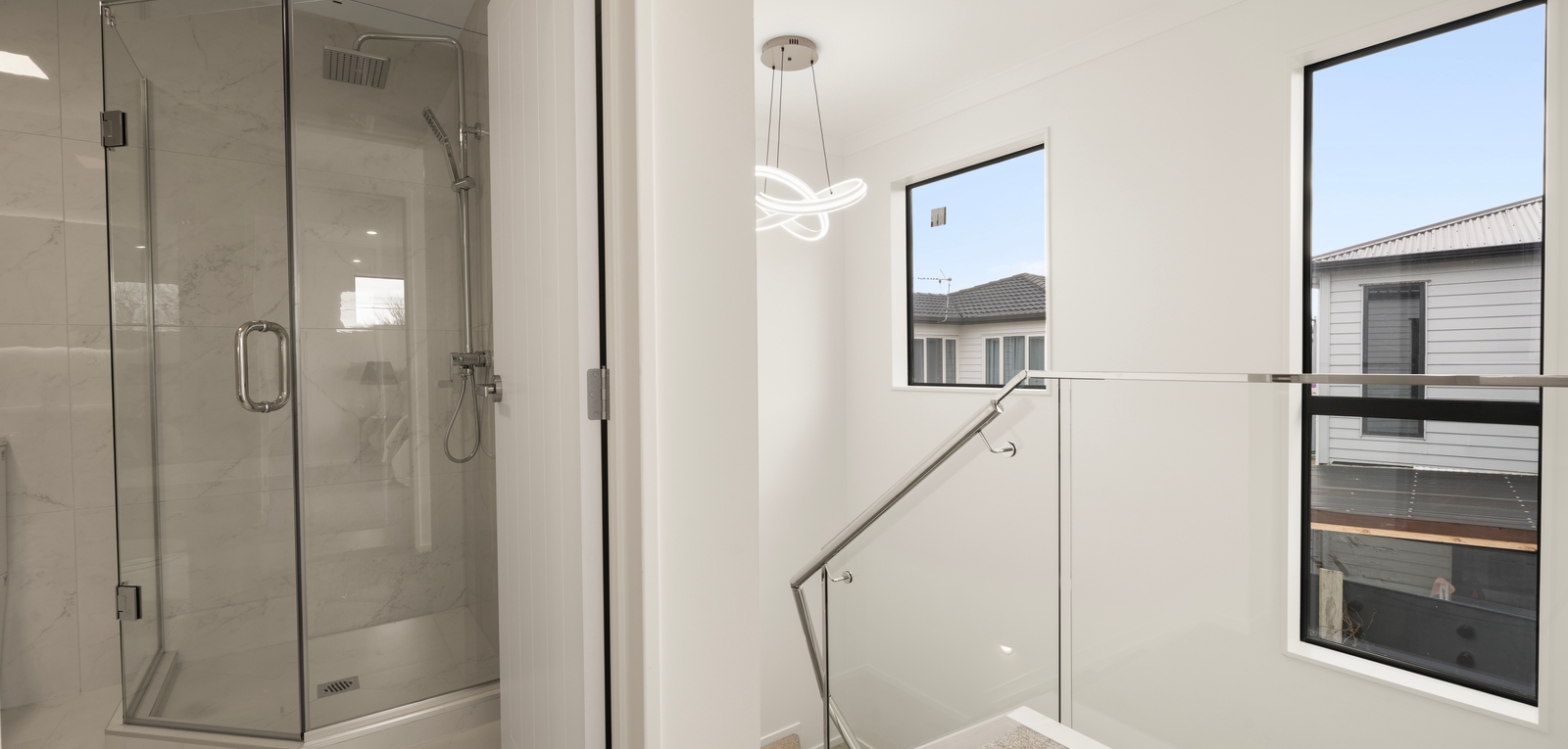 Stairwell connecting the townhouse living levels