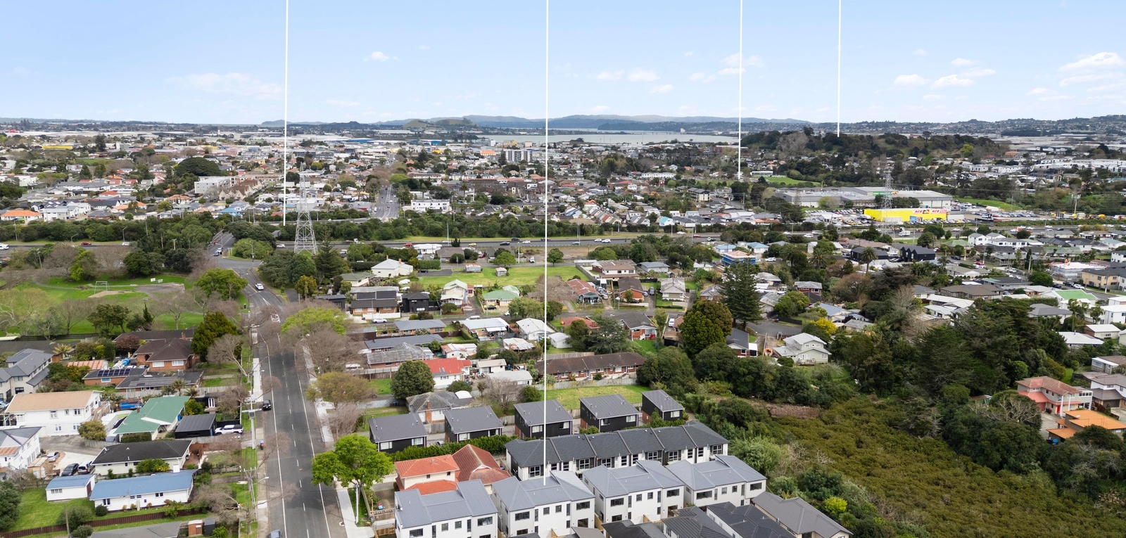 Aerial view of the completed Ōtāhuhu development