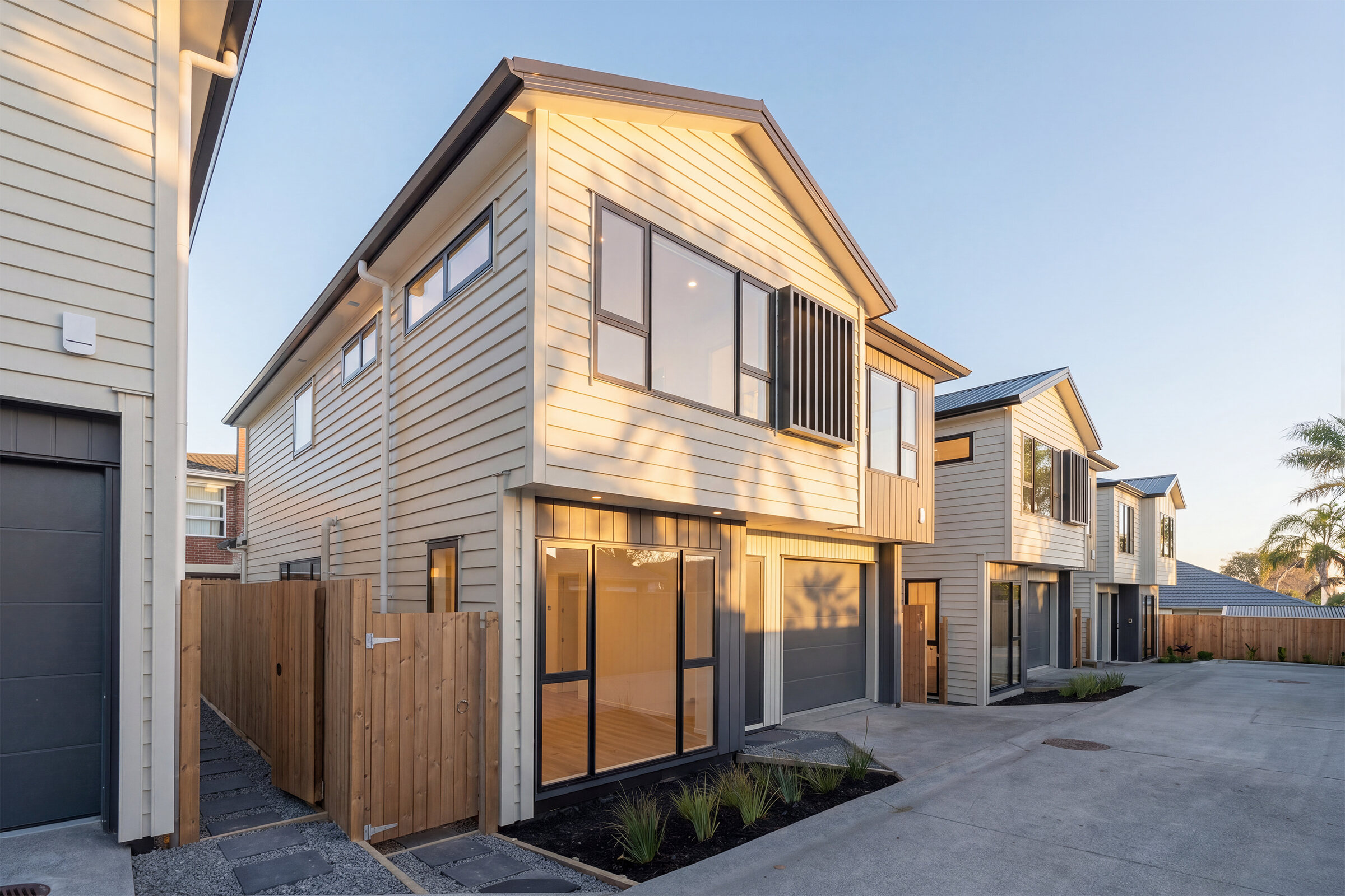 Street-facing view of the completed homes at 387 Albany Highway