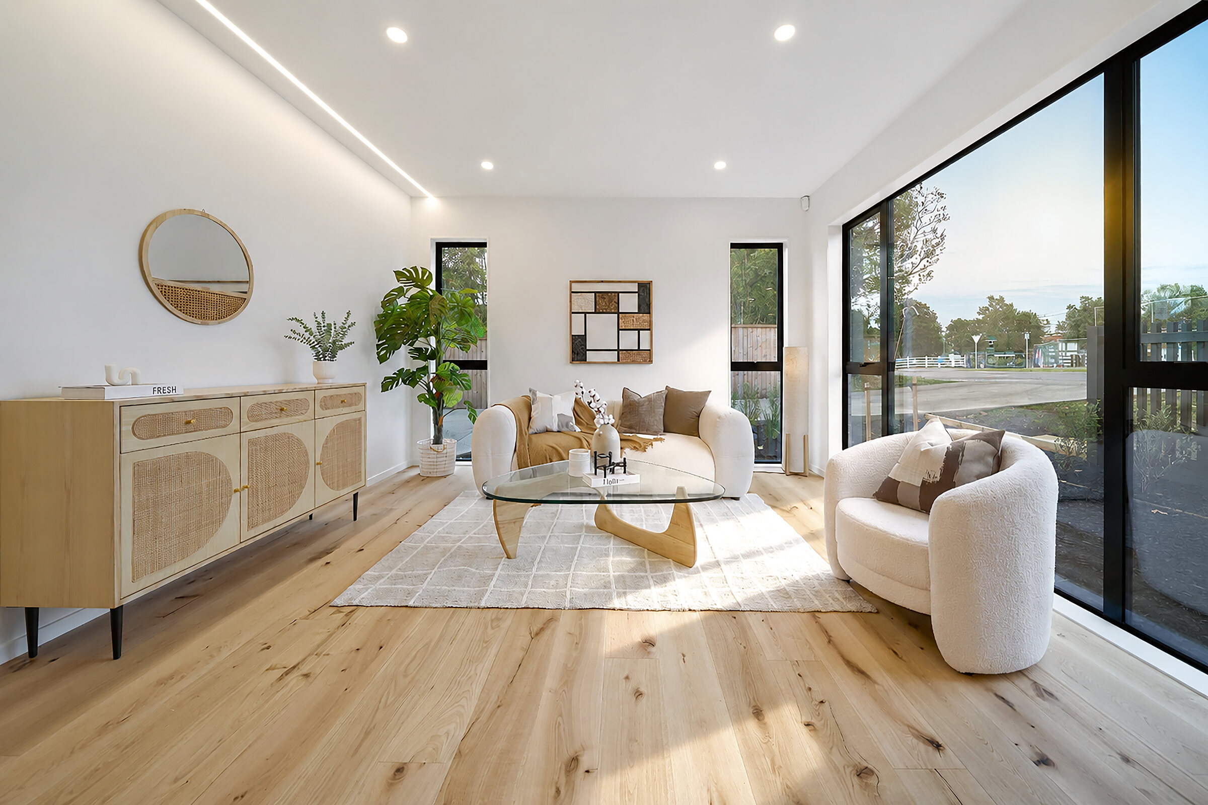 Light-filled living room at 387 Albany Highway