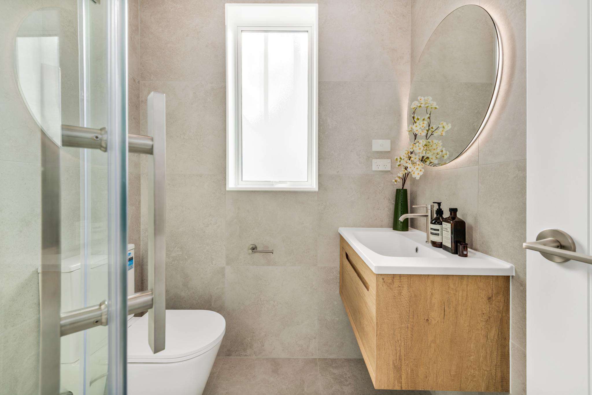 Bathroom with timber vanity