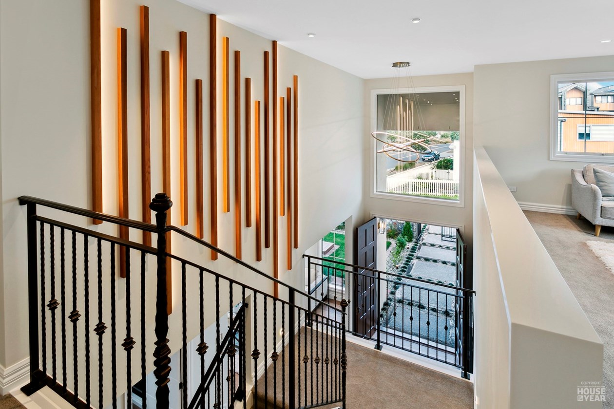Timber screen detail above the stair at 7 Luff Place