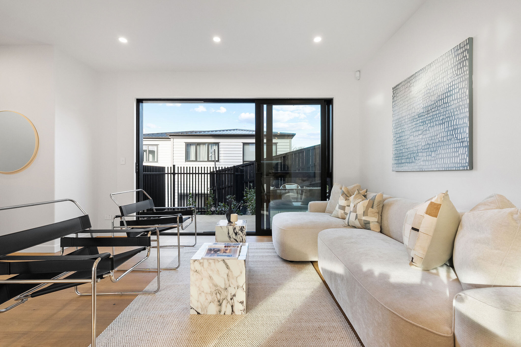 Light-filled living room at 10 Agathis Avenue