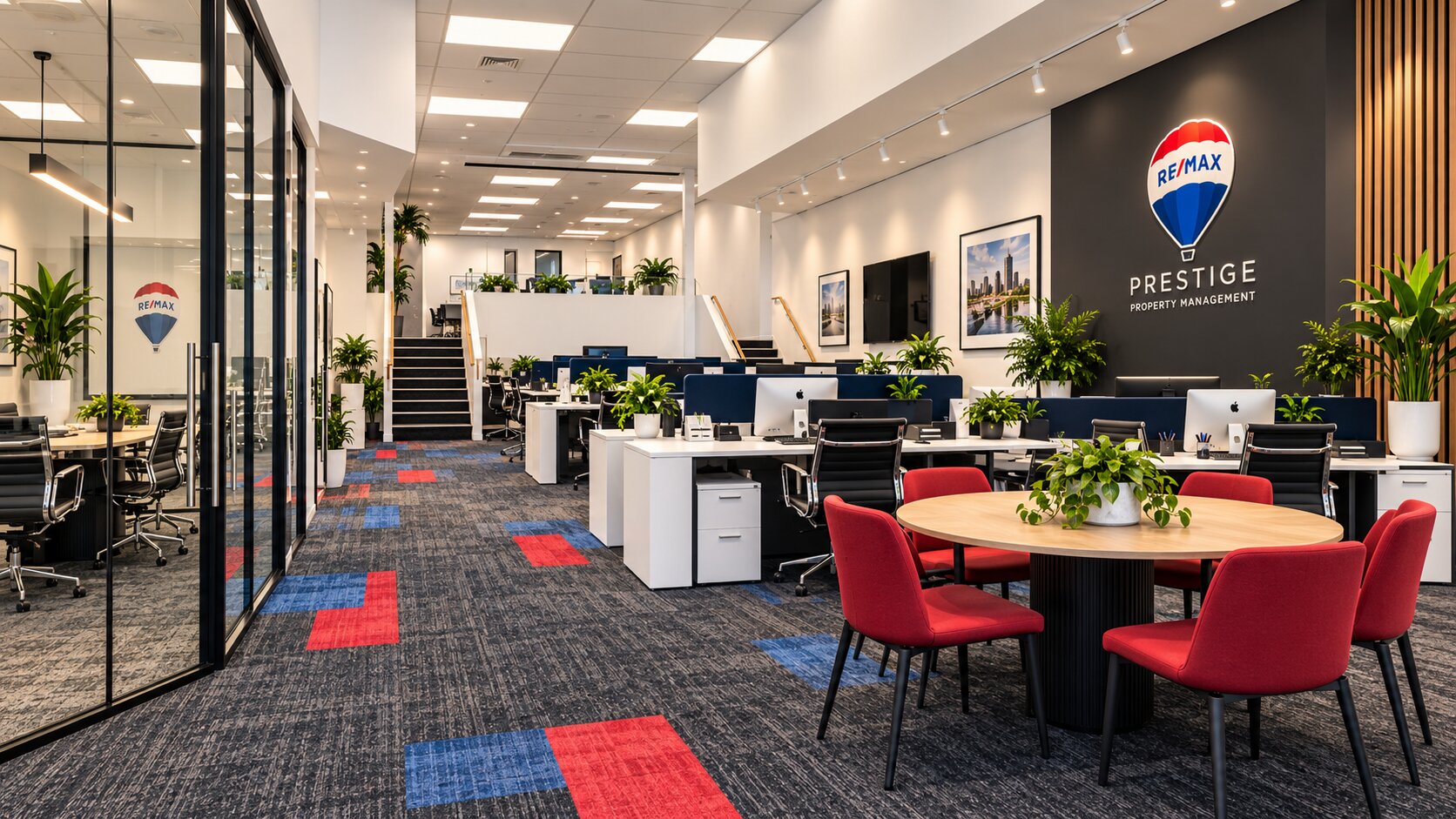 Flexible client seating and open work area at RE/MAX Prestige Newmarket