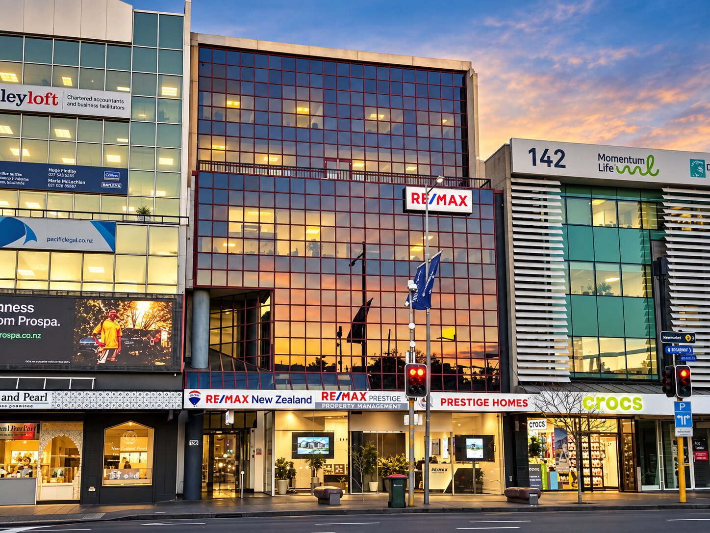 Completed Broadway facade housing the RE/MAX Prestige Newmarket office