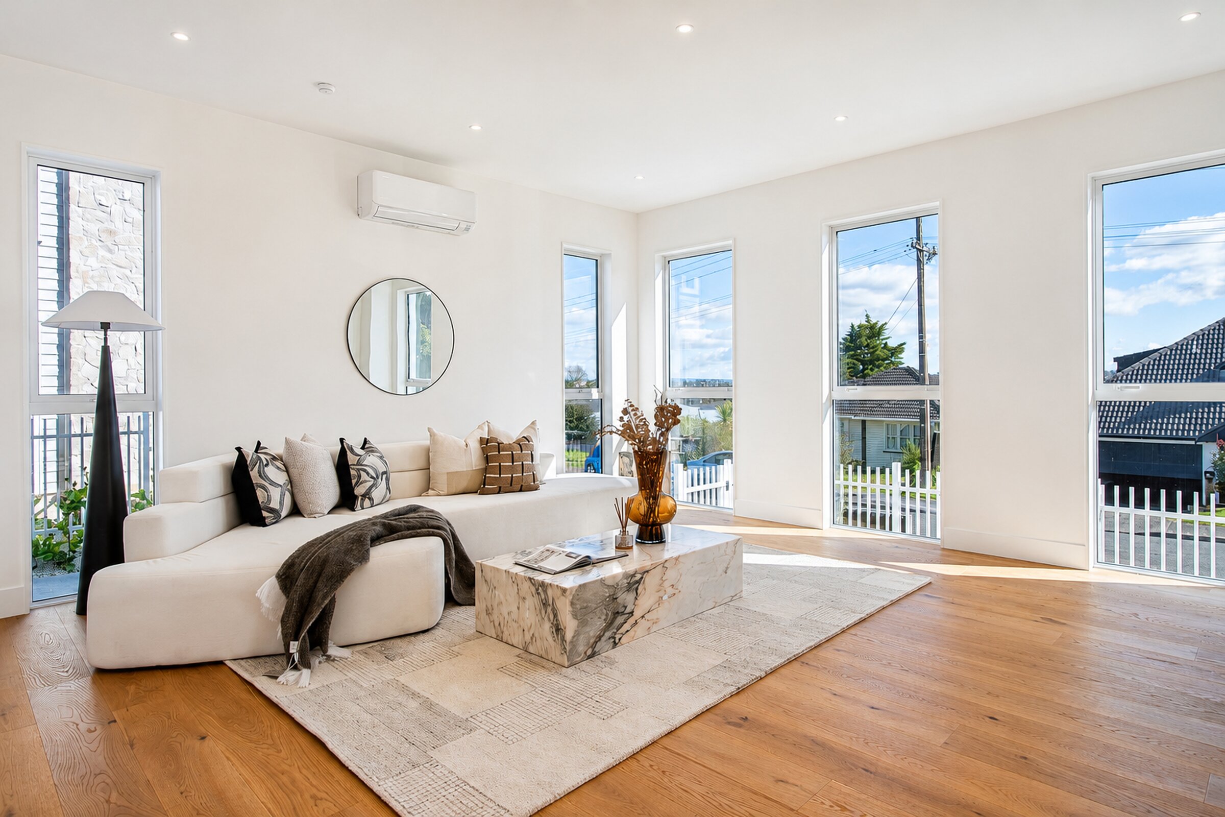 Light-filled family living room at William Souter Street